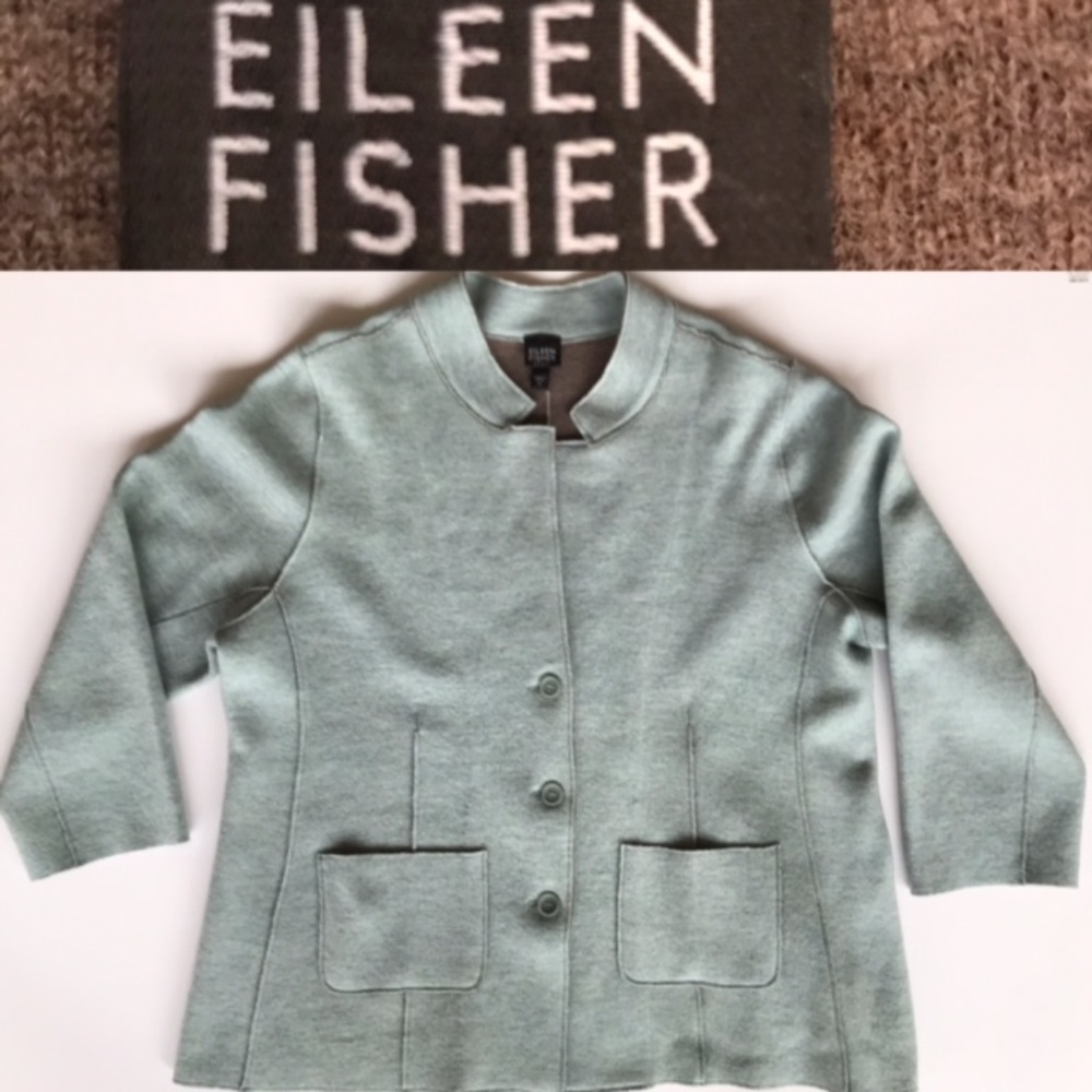 Eileen Fisher Soft Wool Blue/Green Jacket